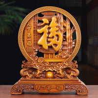 Chinese Style Resin Ornament with Bamboo Wood Grain