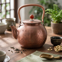 Copper Teapot Embossed Handmade Teapot Handcrafted Tea Pot for Collectors