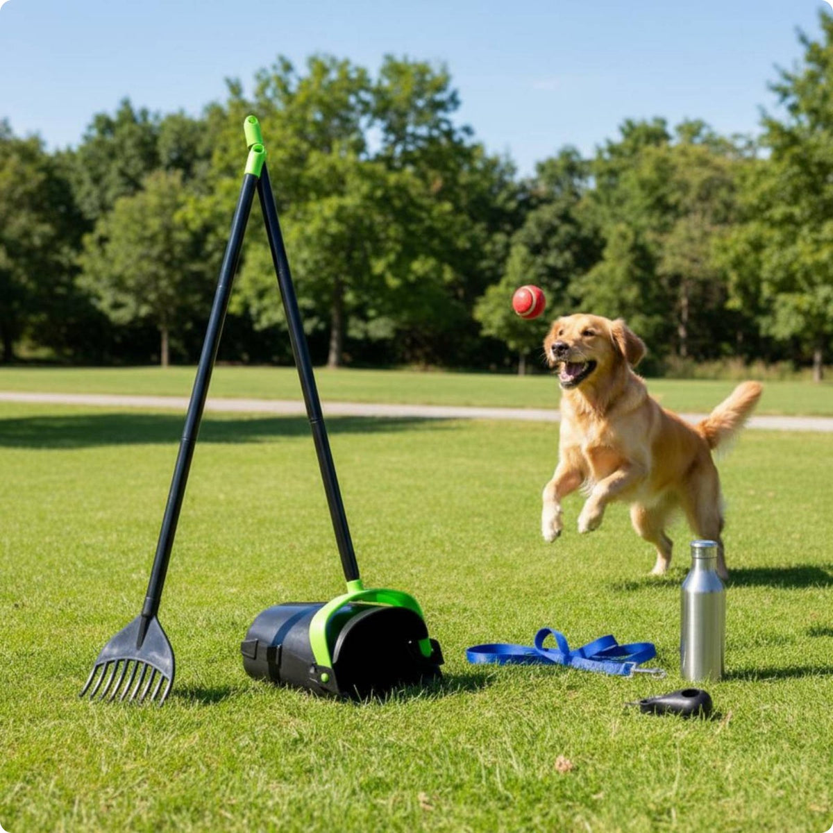 Dog Poop Tray and Rake Outdoor Use Pet Waste Rake and Pan Easy to Clean for Yard