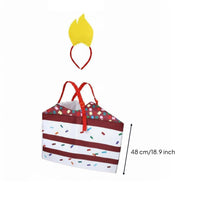 Fun Food Design Cake Costume with Candle Headband 3D Shape Cake Slice Costume Easy to Wear Kids' Apparel Adjustable Straps for Halloween