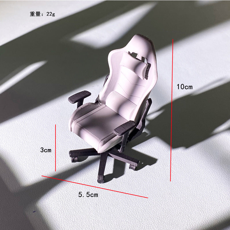 1:12 Scale Dollhouse Miniature Gaming Desk and Chair Set with Computer