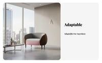 Light Luxury and design Curved Loveseat Minimalist Design Reception Seating Creative Shape Small Couch Modern appearance for Interior Designers, Apartment Dwellers, Office, perusing corner, Bedroom, Sunroom