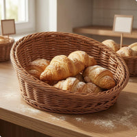 Oval Rattan Basket Handwoven House Storage Ventilated