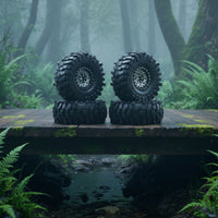 4 Pieces RC Crawler Tire with Beadlock Rim off-Road Beadlock Wheels RC Wheel and Tire Assembly Deep Groove for Hobbyists