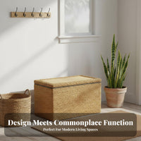 Woven Storage Stool Long-Lasting Frame Footstool Multi-Functional Design