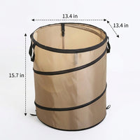 37L Garden Waste Bags with Drawstring Closure, Foldable Oxford Cloth Cylindrical Fold-out Utility, 34x40cm