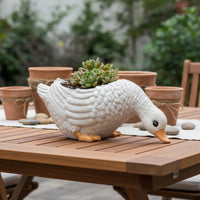 Duck Flower Pot Resin Creature Figurine Planter Handmade Look for Yard, Patio
