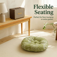 Round Floor Cushion, Living Room Seat Pad, Linen Buttock Cushion, Thickened PP Filling, Elegant Latt - Image 4