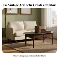 Storage Coffee Table Retro Design Household Furniture Multi-Functional Rounded Corners for Homeowners, Living Room, Lounge Area