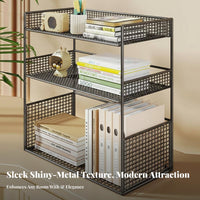 Multitier Desk book organizer Sturdy Construction Desktop Shelf Easy Assembly