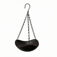 Hanging Bird Bath Bowl Wood-Grain Finish Suspended Bird Bath Chain Support
