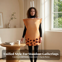 Easy to Wear Bubble Tea Costume | Printed tapioca spheres Details, Funny Oversized Cup Shape, bubble tea Costume, for Halloween