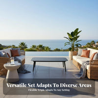 3 Pieces Waterresistant 2-Chair and Table set sun-resistant Outdoor Furniture Weather-Resistant Patio Set Woven Design for Hoteliers, Homeowners, pairs, Garden, Courtyard, Balcony, Porch