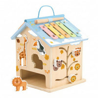 Wooden Toy House with Xylophone Interactive Busy House Learning Busy Box Sensory for Toddlers, Playroom
