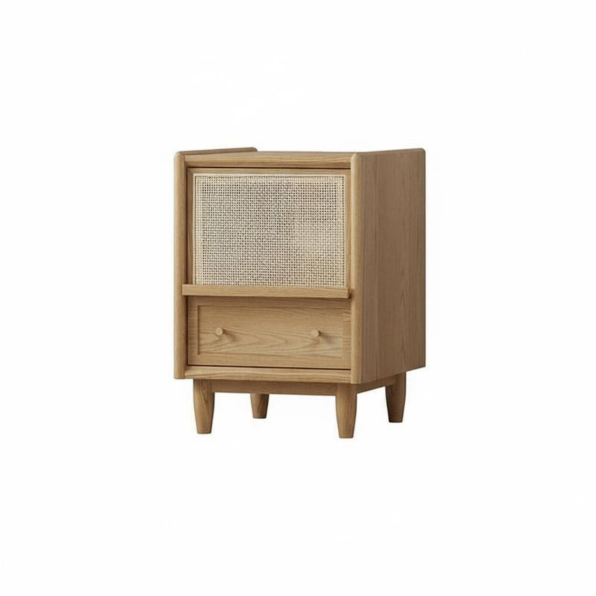 Single-Drawer Nightstand Easy Assembly Angled Leg Storage Cabinet Rounded Edges