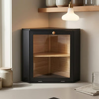 Corner Bread Box Fixed Shelf Corner Storage Box Countertop Wooden Bread Holder