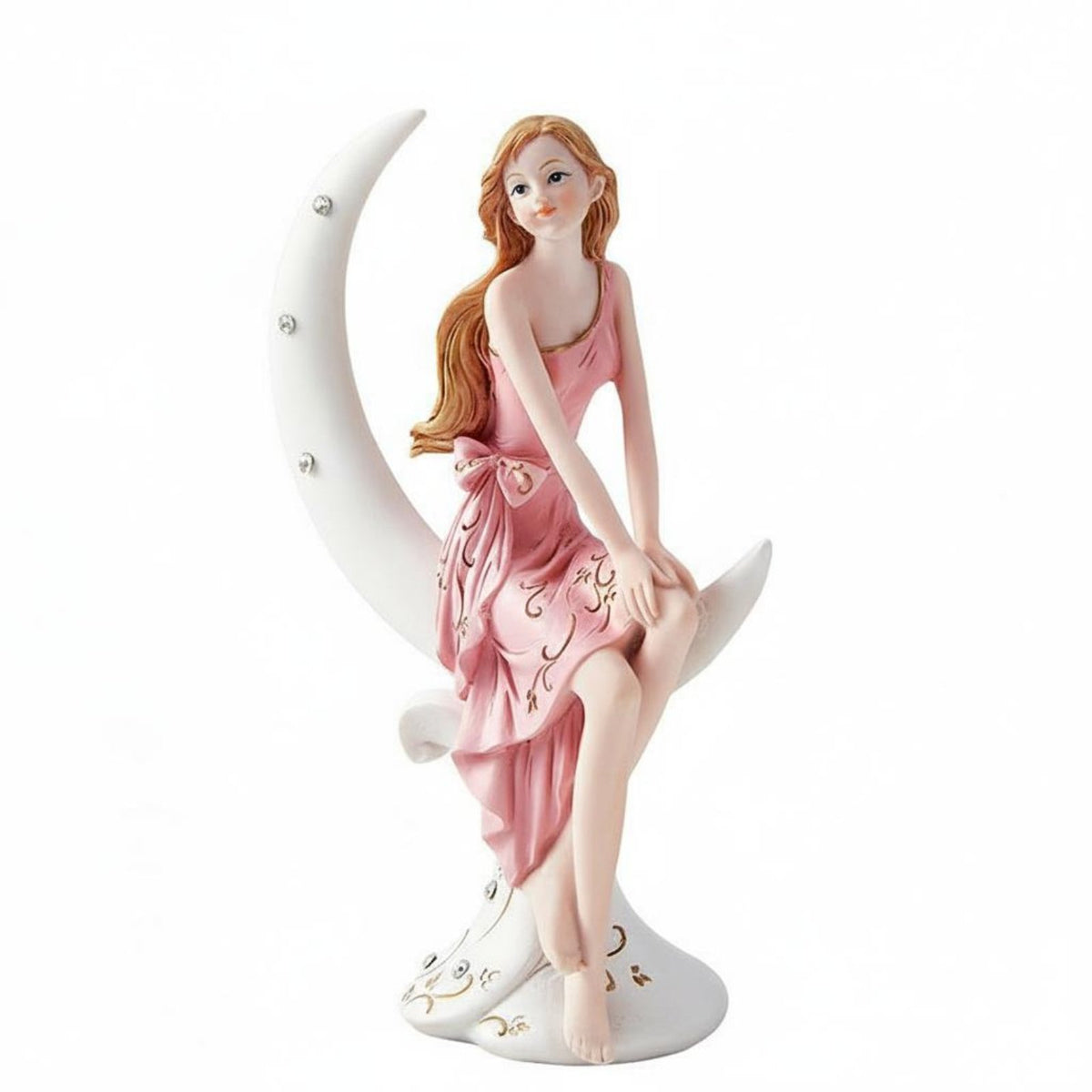 European Fairy-Themed Floral Nymph Figurine Feather Statuette Girlish Charm Appendages Heavenly Maiden Statue for Desktop, Bedroom