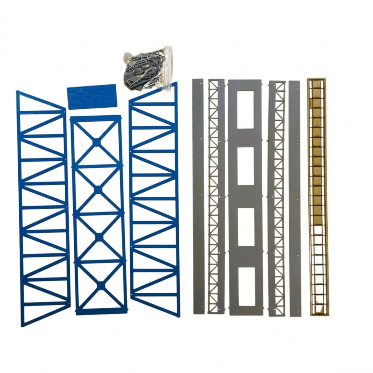 1:87 Scale Girder Bridge Model Kit Self-Assembly Model Bridge Kit with Deck Plastic Unpainted for Hobbyists, Diorama Builders