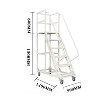 Rolling Step Ladder Non-Slip Steps Warehouse Stocking Ladder All-Steel Construction Mobile Surface Steps for Homeowners, Stockroom, Garage, Library