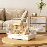 Large Hamster Cage with 5 Accessories, Clear Hamster Habitat in Acrylic, Large Space Syrian Hamster Cage with Removable Lid Upper Entry