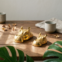 3 Pieces Hippo Figurine Shiny Hippo Ornament Sculptural Decor for Entryway