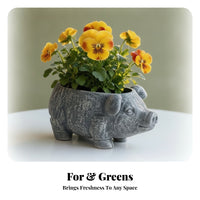 Pig-Shaped Planter Weathered Home Decor Item Four-Legged