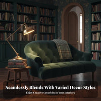 plush fabric Upholstery Tufted Two-Seater Space-Saving Tufted 2-Seater Dark emerald Loveseat Vintage Design for Apartment Dwellers, Shop Owners, Interior Designers, Bawayique, Reception Area, Bedroom, Office