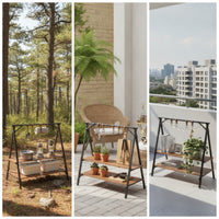 Foldable Rack with Hooks Triangular Outdoor Storage Rack with Shelves Lightweight Furniture for Campers, Backpackers, Patio