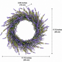 Seasonal Door Wreath for Front Door, Artificial Lavender Wreath 100-200cm, Flocked Violet & Green Home Decor