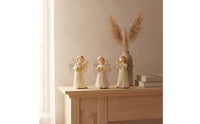 3 Pieces Faceless Angel Ornaments with Wire Wings Crackle-Finish Angel Figurines Tabletop Decorations Decorative for Mantel, Bookshelf