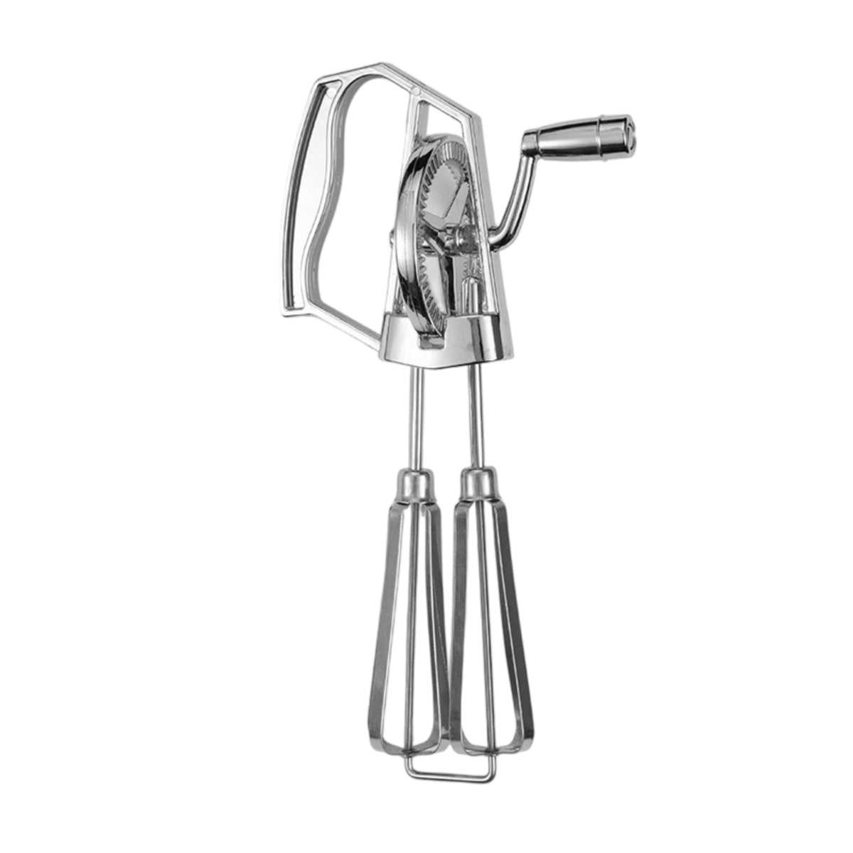 Electroplated Stainless Steel Rotary Egg Beater Polished Finish Hand Crank Egg Beater Geared Rotary Hand Whisk Compact