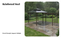 Sun Protection Pavilion with Integrated Swing and Trellis Multi-Functional Design Gazebo Waterproof Garden Structure Weather Resistant for Homeowners, Families, Guests, Courtyard, Backyard, Poolside, Rooftop