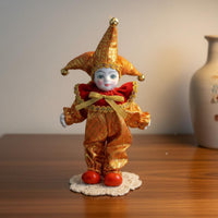 Ornamental Doll Statue Fine Workmanship Porcelain Clown Figurine Lifelike