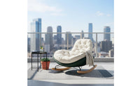 Upholstered Rocking Chair Wide Seat Upholstered Recliner Tufted Rocking Lounge Chair Sleigh Base Household Seating