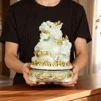 Jade Pixiu Figurine Housewarming Gift Feng Shui Wealth Ornament for Living Room
