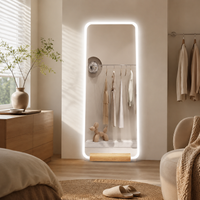 Full-length Mirror, Standing Mirror, Nordic Style, Wooden Frame, 80cm Width, Large Standing Mirror, For Fitting Rooms, Commercial Use