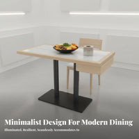 Restaurant Table with Chairs and Drawer Sintered Stone surface cafeteria Furniture Modern utilitarian Design Padded Seats