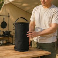 Cylindrical Storage Bag Polyester Inner Lining Outdoor Gear Zipper Closure