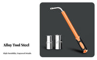 Chrome Vanadium Steel Telescopic Lug Wrench Labor-Saving L-Shaped Wheel Brace 4-in-1 Sockets for Auto Repair, Roadside Emergency, Garage