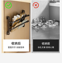 贴壁鞋架宿舍桌下小型折叠收纳神器省空间学生浴室门后免打孔鞋架 30长+50长-可折叠【可放6双鞋】