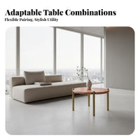Round Coffee Table with Cut-carved Pedestal Italian Inspired Living Room Furniture Luxury Feel Minimalist Design for Lounge Area