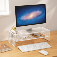 Metal Monitor Stand Riser, 2 Tier Freestanding Desk Riser, Minimalist Ventilated Design for Home Office Decluttering