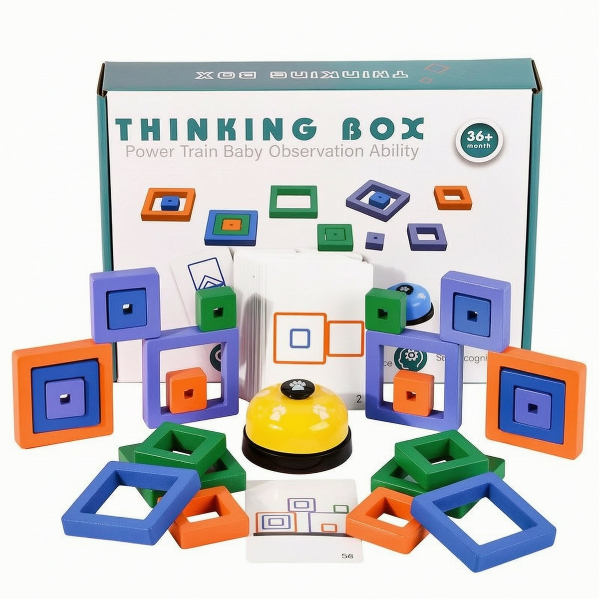 Shape Matching Game with Cards Educational Shape Matching Game with Bell Puzzle Spatial Thinking Toy Brain Teaser
