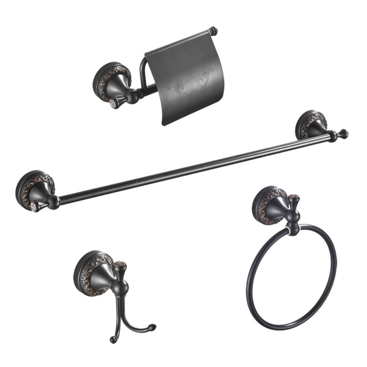 4 Pieces Lavatory Hardware Set Wall-Mounted Lavatory Accessories Set Easy to Install Toilet Paper Holder