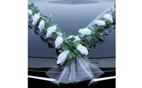 Wedding Car Flower Kit Realistic Faux Flowers V-Shape Car Hood Decoration Bridal Vehicle Floral Decor Easy to Install Paint-Safe