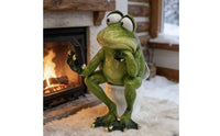 Frog on Toilet Figurine Smartphone Toilet Frog Figurine Gold-Tipped Table Ornament for Tabletop