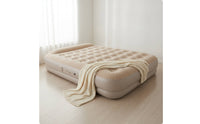 Inflatable Mattress with Built-in Pillow Tufted Inflatable Bed with Pillow Portable Airbed for Camping, Guests, Camping, Tent, Sleepovers
