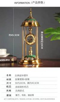 欧式复古金属座钟台钟摆钟创意饰品家居样板客厅轻奢摆件静音时钟