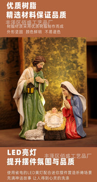 LED Nativity Scene Holy Family Figurine Set, Christmas Gift