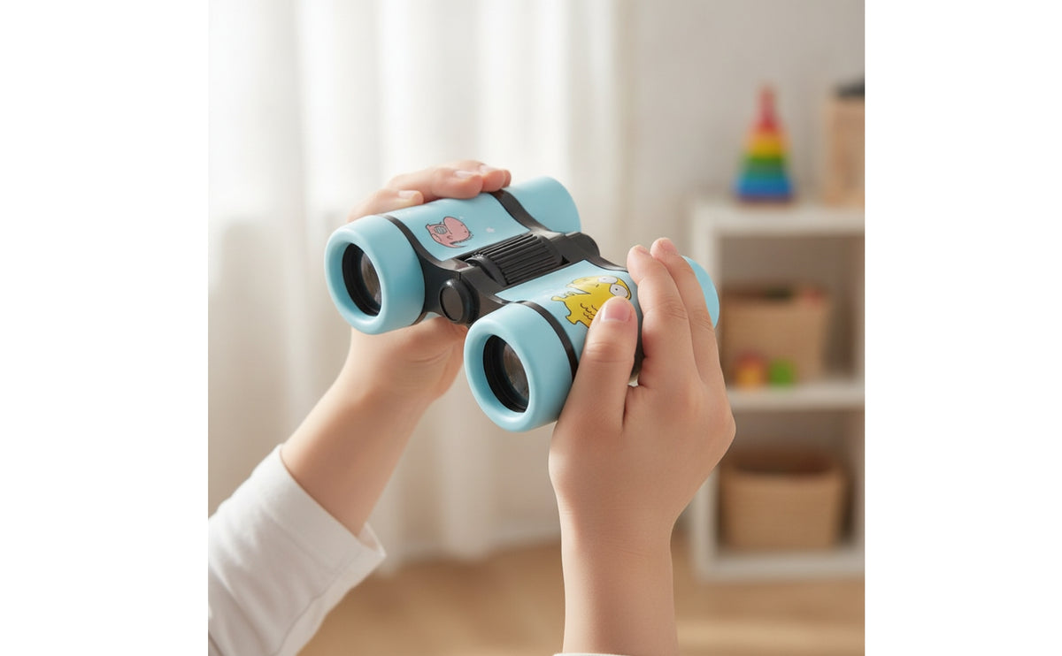 Handheld 4x30 Binoculars Compact Cartoon Binoculars Lightweight Optics Portable for Children, Toddlers, Adventurers, Outdoor Play, Nature Walks, Backyard